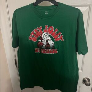 Holiday Time “Stay Jolly My Friends” XL Graphic Tee Shirt Green NWT Funny Gift